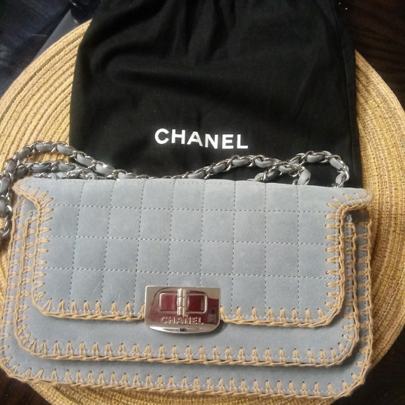 blue suede chanel bag